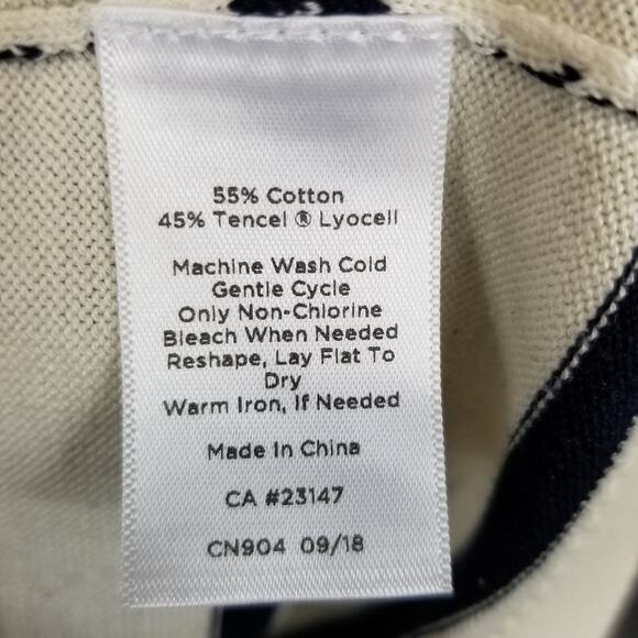 Talbots Cotton Tencel Striped Sweater Size M Navy Blue Ivory Mint Green - Picture 4 of 5